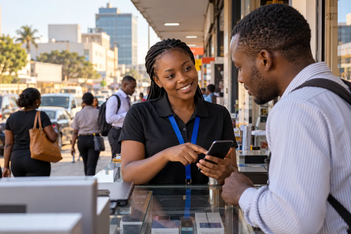 Zambian customer service applicant reviewing a call-centre role