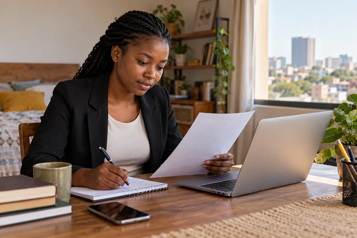 Zambian applicant editing a CV beside a current vacancy