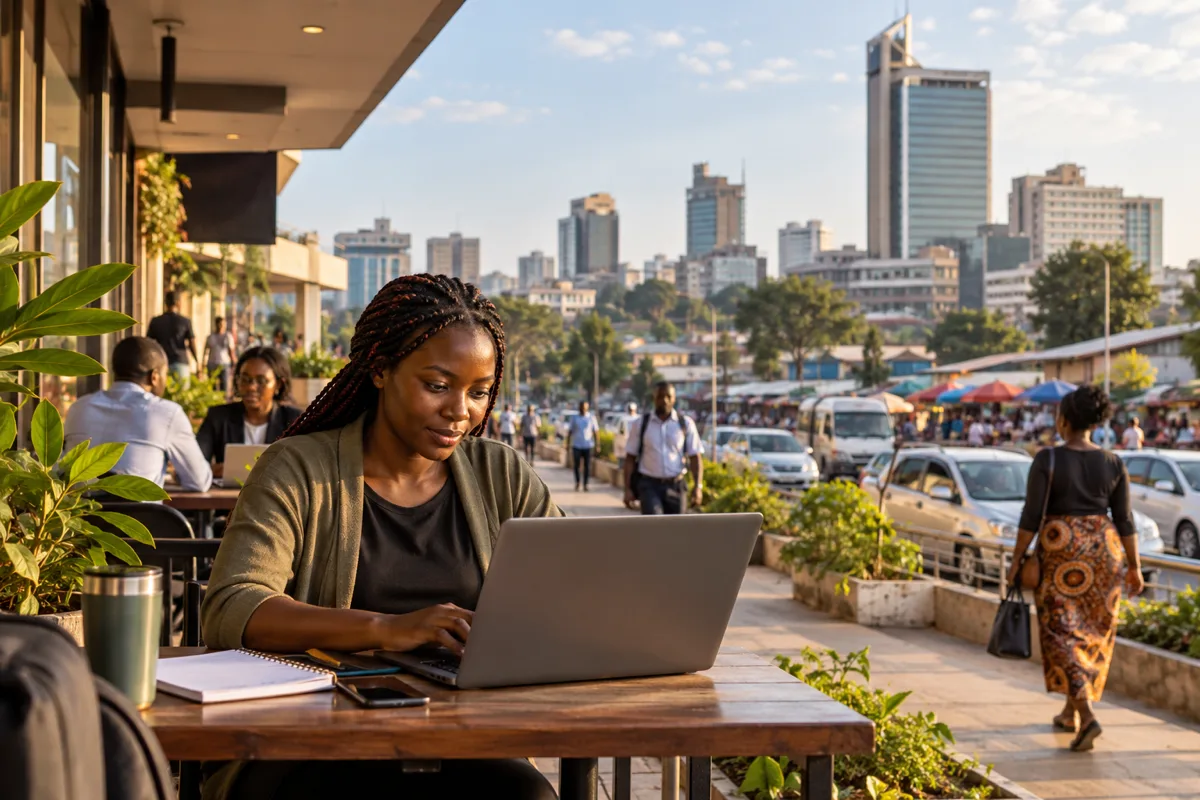 Zambian graduate preparing a digital work sample for a real vacancy