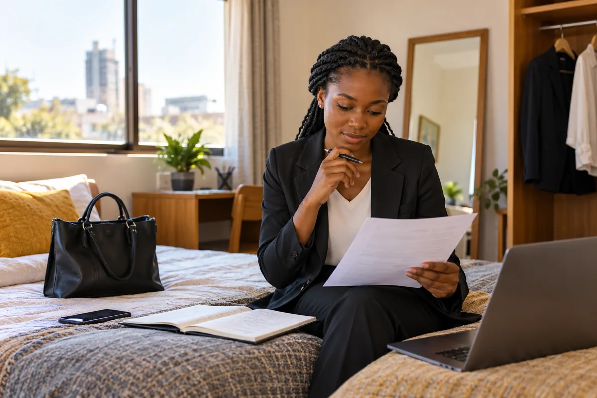 Zambian candidate preparing notes for a verified job interview