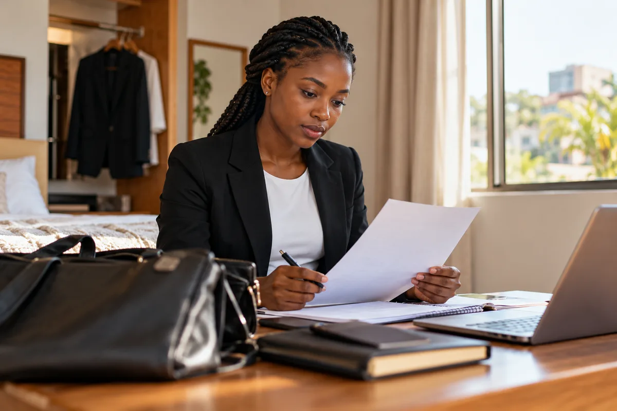 Zambian employee preparing a resignation letter and handover notes
